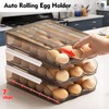Lunmore Large Capacity Egg Holder for Refrigerator, Auto Rolling Egg