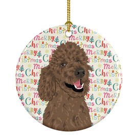 Caroline's Treasures Poodle Standard Brown Christmas Ceramic Ornament Christmas Tree Hanging Decorations for Home Christmas Holiday, Party, Gift, 3 in, Multicolor