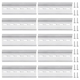 VooGenzek 10 pieces aluminium DIN rail, DIN rail support rail, with 20 pieces screws, for DIN rail series and contactor, 35 x 100 mm