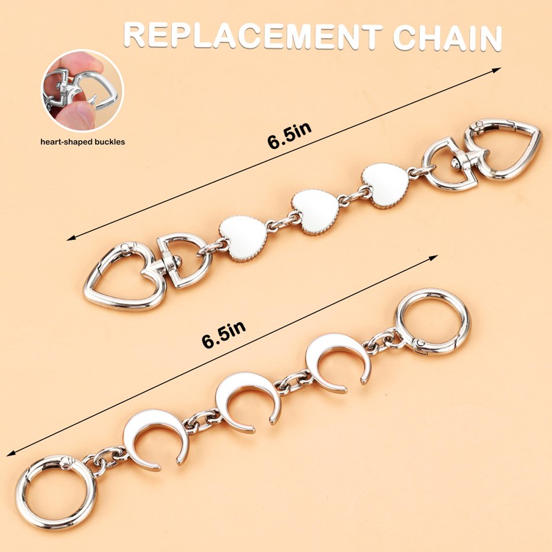 2Pcs Purse Extender Chain Silver Bag Extender Chain Purse Strap