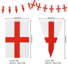2 Pack England Flag Bunting,UK 2022 World Cup England Rectangular and Triangle Flag Bunting Banner,Total 60 Pcs 65ft Union Jack Flag String Indoor Outdoor Banner for National Day Party Decoration