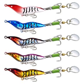 Spotlip 5pcs 7g/13g/19g/26g Metal Shrimp Metal Jig Hard Bait Fishing Lure Spinning Spoon (26g)