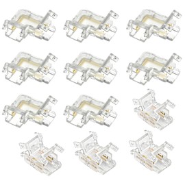 LED Corner Connector, Pack of 12 COB LED Strip Connectors, LED Strip Connector USB Connection Accessories for 10 mm Width COB LED Strip 2 Pin, Transparent Centre Connector, 8 Pieces L Shape for LED 12