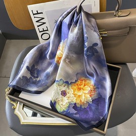 Solanaluna 100% Mulberry Silk Square Scarf for Neck or Hair-27"x27" Women Natural Silk Neckerchief Headscarf Breathable & Soft Lightweight Gift Packed