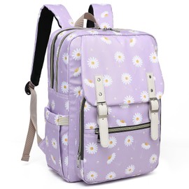 Fuyicat Flowers Laptop Backpack for Women Men Travel Business Work, Girls Boys School Backpack College Bookbag Fit 15.6 Inch Notebook (Daisy Purple)
