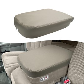 KBH Center Console Cover Replacement for Dodge Ram 2002 2003 2004 2005 2006 2007 2008, Jump Seat, Vinyl Leather Armrest Upholstery, Taupe Tan