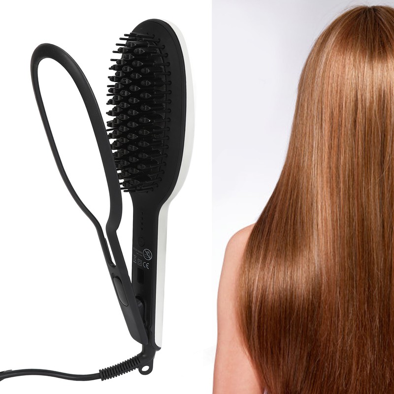 Straightening Curling Iron Brush Massage Negative Ion Automatic Heated Hair