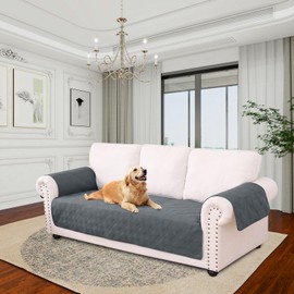 hyha Waterproof Couch Covers, Couch Sofa Covers Washable for 3 Cushion Couch Sofa Pets with Side Pocket, Dog Sofa Couch Seat Cushion Covers Protector with Non Slip Backing(Sofa, Dark Grey)