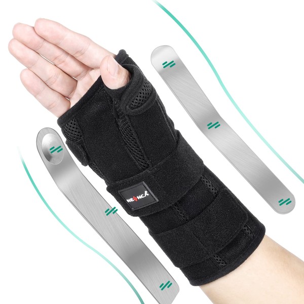 NEENCA Wrist Support Brace, Adjustable Night Sleep Hand Support Brace with Splints, Palm Wrist Orthopedic Brace with Thumb - Professional for Carpal Tunnel, Relieve and Treat Wrist Pain or Injuries