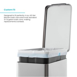 Home Zone Living 12 Gallon Kitchen Trash Bags with Drawstring Handles, Heavy Duty Custom Fit Design for Standard 45 to 50 Liter Kitchen Trash Cans, Code 45S, 30 Count