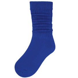 Toddler Socks Girls Slouch Knee High Socks Kids Long Athletic Crew Sock Cotton Royal Blue 8-11 Years