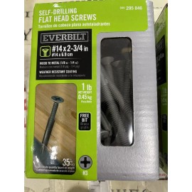 Everbilt 2X 1LB. #14 2-3/4”  Self Drilling Wood to Metal Flat Head Weather Coated Screws