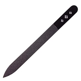 Brajek Glass Nail File, Double-Sided 5.5 inches (140 mm), Medium Size (Black/Square)