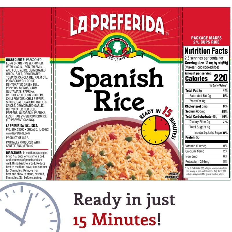 La Preferida Boxed Spanish Rice (Fluffy Mexican-Style Rice with Bell