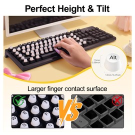 Raised Keyboard Stickers for Long Nails with Letters, Soft Silicone Keyboard Bubbles for Women, Nail Art Typing Keycaps for Desktops (White, 64pcs)