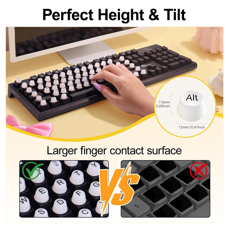 Raised Keyboard Stickers for Long Nails with Letters, Soft Silicone