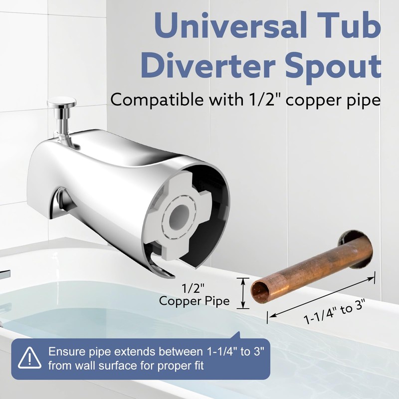Tub Spout with Diverter – Slip-Fit Bathtub Faucet Spout Replacement,