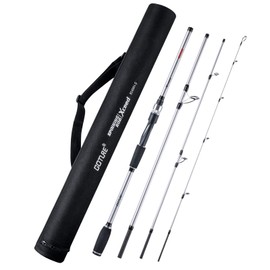 Fishing Rods Spinning Travel Fishing Pole Pack case Portable 4 Sections ulLight Weight Carbon Fiber Poles M Power Medium Action 7ft Silver