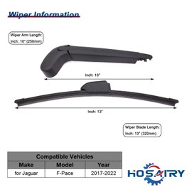 HOSAIRY Rear Wiper Arm Blade Set for Jaguar F-Pace 2017-2022 Rear Windshield Wiper Arm Blade Assembly T4A6078 T4A6077