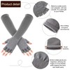 Geyoga 2 Pairs Winter Fingerless Gloves Long Thermal Knitted Mittens