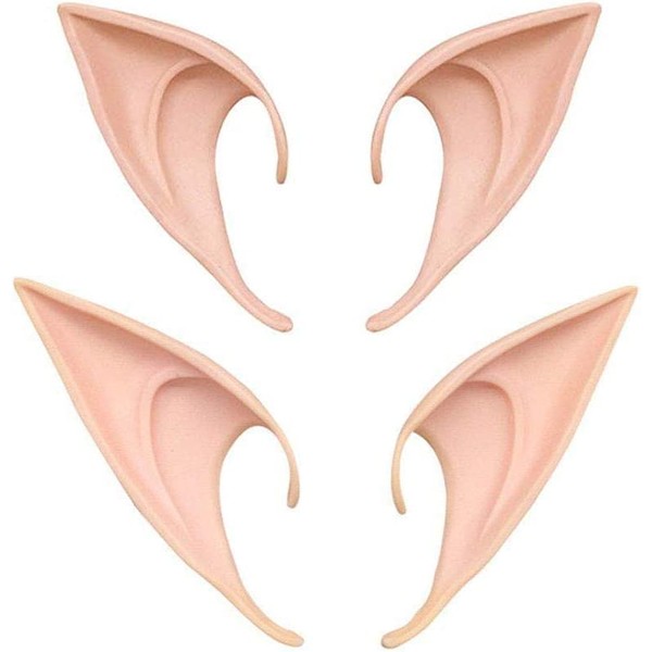 Ding Yongliang 2 Pairs Latex Elf Ear， Pixie Dress Up Costume Soft Pointed Halloween Party Props Anime Costume Party Accessories,Accessories for Halloween Party Cosplay Accessories