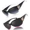 LVIOE Polarized Sunglasses for Women Trendy Wraparound Butterfly Decoration with