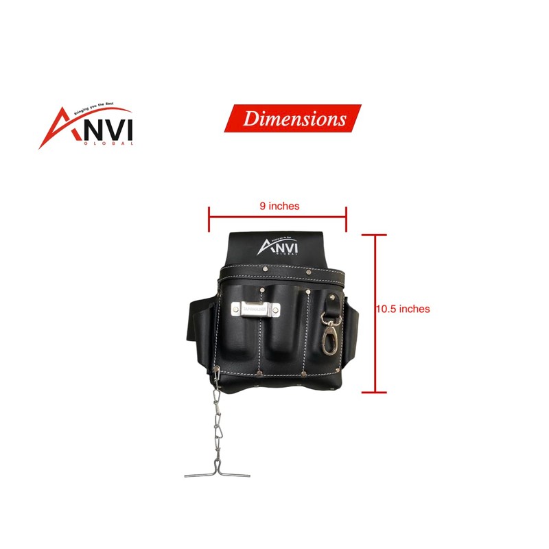 ANVI GLOBAL Electrician's Pouch | Tan Leather Electrician Tool Pouch