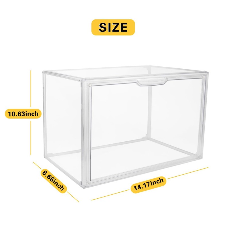 GUDEMAY Clear Stackable Plastic Storage Bins with Magnetic Lid, Dustproof