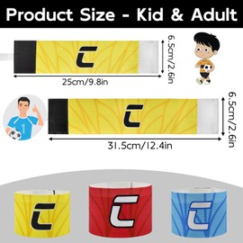 VerteLife Classic C Captain's Armband for Football, Unisex Captain's Bracelet, Adjustable Captain's Bands, Elastic Children & Adults, Sports Team Accessories - Adults, Yellow