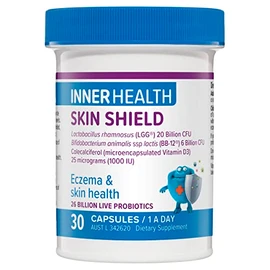 Inner Health Skin Shield Probiotic, Supports Skin Healing & Health, Reduces Skin Irritation, 30 Capsules