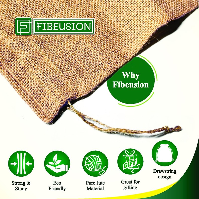 Burlap Bags with Drawstring (Pack of 6) - 8"X12" Natural