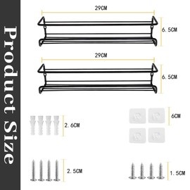 Aiweijia Spice Racks,2 Pack Spice Spice Rack Wall Mounted, with Adhensive Stickder & ScrewsMetal Seasoning Bottle Organizer for Kitchen, Countertop, Cupboard, Pantry