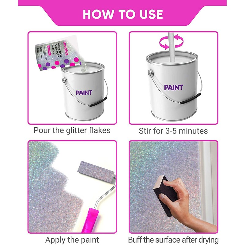 Glitter for Paint [5.3oz] – Holographic Silver with 2 x