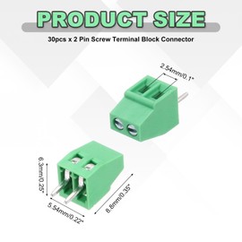 sourcing map 30PCS 2-Pin PCB Mount Screw Terminal Block Connectors 2.54mm/0.1inch Pitch Circuit Board Connectors for Home Appliances, Industrial Projects