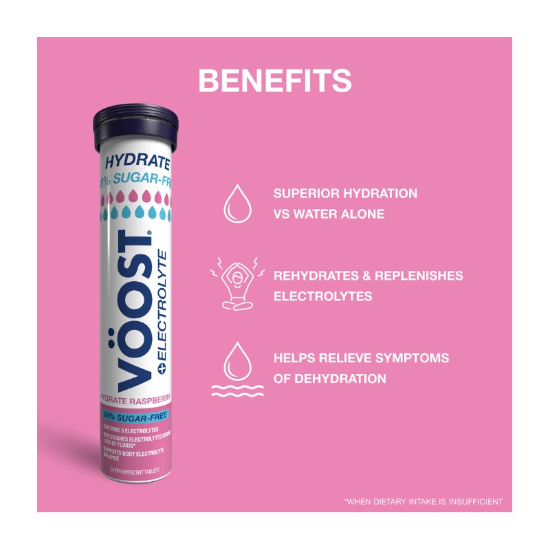 VÖOST Hydrate 98% Sugar Free Raspberry 20 Pack