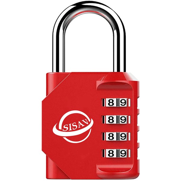 SISAV 4 Digit Combination Lock,Gym Padlock,Outdoor Combination Padlock,Suitable for School