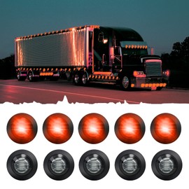 10 piezas selladas impermeables rojo ahumado de 3/4 pulgadas mini redondo LED indicador lateral delantero trasero marcador bala marcador parachoques rejilla luz para camión, caravana, coche, autobús, remolque, camioneta, caravana, barco