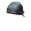 Leather Biker Bandana, Black with Star Studs, Tie-Back Design Free