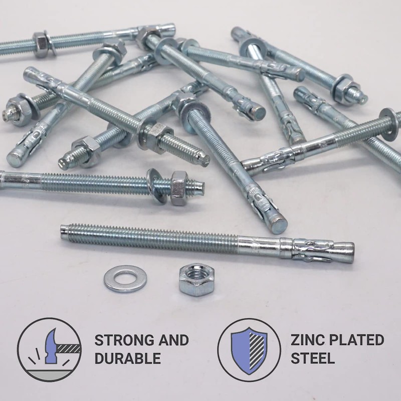 SKIR'CO (10 pcs) Wedge Anchors M8 x 115 mm, Metal