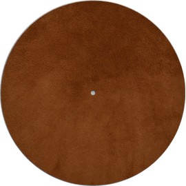 Genuine Leather Turntable Platter Mat - Golden Brown Suede