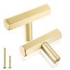 QOGRISUN 5-Pack Solid Brass Cabinet Knobs Hexagon Drawer Handles,Single Hole