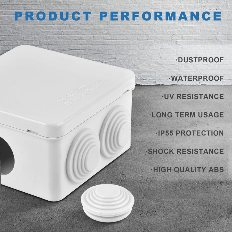 Waterproof Junction Box, 4 Pcs Square ABS Dustproof Weatherproof Outdoor