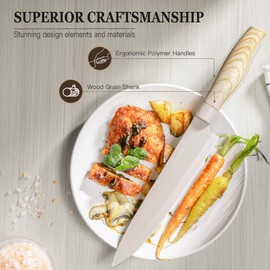 Astercook 5 Piece Knife Set, Khaki Knives Blcok Sets for Kitchen, Dishwasher Safe Stainless Steel Chef Knife Set with Healthy Anti-Rust Coating, Perfect Holiday Gifts for Kitchen