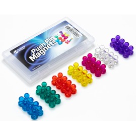 56 Colorful Magnets for Whiteboard | 7 Assorted Color Strong Push Pin Magnets | Perfect Magnetic Push Pins to use as Refrigerator Magnets, Whiteboard Magnet, Classroom Magnet