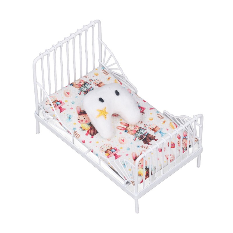 1:12 Scale Dollhouse Furniture Mini Bed Set Decorative Pillow Metal