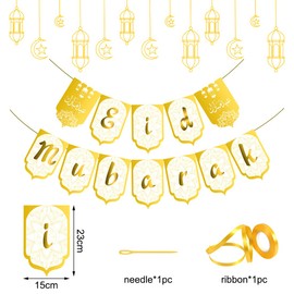 Eid Mubarak Garland, Eid Mubarak Decoration, Ramadan Decoration, Eid Mubarak Banner, for Ramadan Decoration, Islam Eid Celebration, Hanging Banner Wall Decoration, Party Supplies
