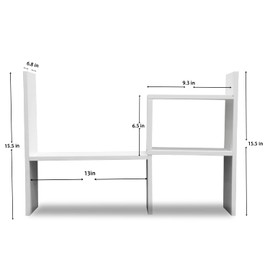 MASAKA B&W - Kawaii Storage Desktop Organizer for Your Desk Space, Double H Plants Display Shelf, Home Office Storage Rack Adjustable Stackable for Office, Dormitory (White*02)