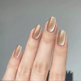 Gold Press on Nails Short Square SWEKKE Fake Nails Gold Full Cover Magnetic Nails Press on Glossy Glue on Nails False Nails with Nail Glue Acrylic Nails Artificial Nails for Women Girls 30Pcs