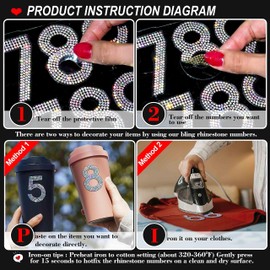 Locacrystal 40Pcs Bling Rhinestone Numbers Self-Adhesive Glitter Number Stickers for Crafts Cars Doors Mailbox 0-9 DIY Crystal Iron-on Numbers Stickers for Clothing Decoration(Crystal AB,2.24")