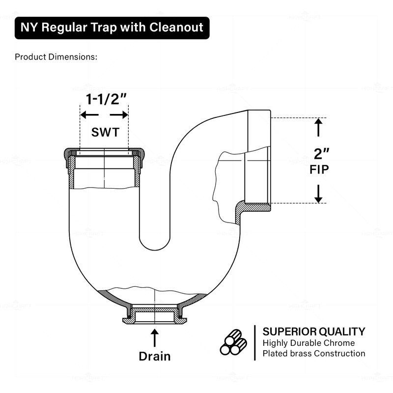 Highcraft 4334 NY Regular Trap Plug for Tubular Drain Applications,